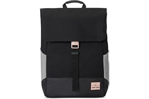 Johnny Urban Zaino Donna e Uomo Nero Rosa - MIKA - Zainetto con Vano per PC Portatile 16 Pollici - Backpack per Lavoro, Viaggio, Università - Impermeabile