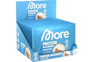 More Protein Milchreis, 10er Tray, 10 x 65 g, 25 g Eiweiß pro Portion, schnelle Zubereitung ohne Kochen, cremig leckerer Milchreis mit weniger Zucker und Fett, perfekt zum Verfeinern