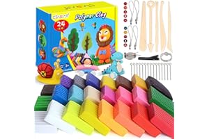 CiaraQ Pate Polymère - 24 Couleurs 600g Four Cuisson Pâte Polymère, Sûr et Non Toxique, DIY Pâte Craft Kit avec 5 outils de modélisation et accessoires, Cadeau enfant pour garçons et filles