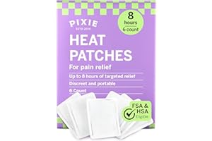 PIXIE CUP Pixie Period Cramps Menstrual Pain Relief Heat Patches - Lower Abdominal & Back Soothing Therapy - Natural Alternative to Lidocaine ICY Hot - Up to 8 Hours - 6 Count Discreet Disposable Heat Pads