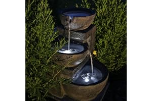 CLGarden Solar Springbrunnen NSP12 mit Akku und LED Beleuchtung für Garten Terrasse Balkon