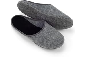 Pantoffelmann Felt Slippers with Felt Sole, Anthracite/Grey, Sizes 36-51, Breathable & Comfortable Felt Slippers for Men and Women, Stylish & Warm Slippers