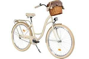 ‎MILORD MILORD Damenfahrrad Citybike Komfort Mit Weidenkorb Vintage Fahrrad, 26, 28 Zoll, 1-Gang