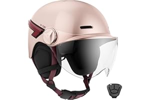 CASR Glow - Casque LED pour Vélo & Trottinette - Visière XL & Cache-Oreilles Amovibles, Clignotants arrières & Télécommande - Joli Design Urbain pour Homme & Femme - Rose Transparant - Taille M