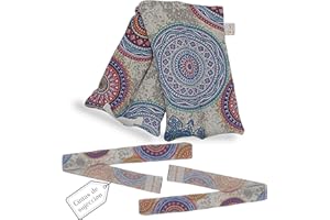 IDEAS ARTESANAS Saco Semillas Microondas-Cojin Térmico Ajustable al Cuerpo-100% Algodón con trigo y Lavanda-Bolsa para Alivio Natural de Dolores Musculares,Menstrual y Lumbago. (Mandala Azul)