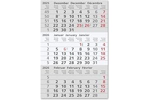 Truento Ersatzkalendarium - Kalenderblock - (magnetisch) für 2 Jahre (2026 & 2027) - passend für 3-Monats-Tischkalender Edelstahl - Stehkalender - Aufstellkalender - Bürokalender