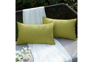 EMEMA Funda Cojines Exterior Impermeable Fundas de Almohadas de Lino de Sofá Almohadas Decorativas Modernas para Salón Cama Silla Oficina Dormitorio Habitacion Lumbar 2 Piezas 30x50cm Verde