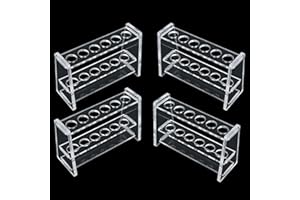 SENENQU 4 Pack Acrylic Test Tube Rack for 16mm Tubes, 6 Sockets Clear Test Tube Stand, Centrifuge Tube Display Holder for 10ml Test Tube Laboratory Industry Supplies - 14 x 5 x 9cm
