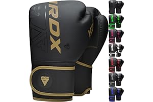 ‎RDX RDX Kinder Boxhandschuhe für Muay Thai Kickboxen Sparring, Maya Hide Leder Kara Junior Boxing Gloves, Sandsack Boxsack Punchinghandschuhe, Kickboxhandschuhe MMA Kampfsport Training Schwarz 6oz