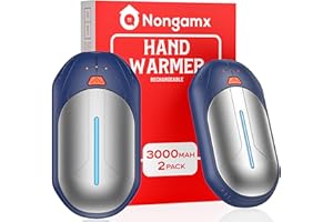NONGAMX Chauffe-mains électrique réutilisable : lot de 2 chauffe-mains 6000 mAh rechargeable par USB petit mini chauffe-gants pour camping, bureau, ski, plein air, hiver, cadeau pour femme, homme, enfant