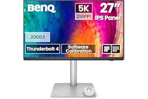 BenQ PD2730S 27-calowy monitor 5K, 90 W Thunderbolt 4, 218 PPI, 98% P3, kontrast 2000:1, panel nano matowy, Daisy Chain, KVM, regulacja wysokości, kompatybilny z Mac, dla artystów 3D, animatorów VFX