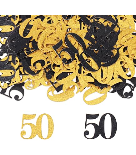 Goldenes Zahlen-Konfetti „50“ – 1 Tüte Mit 15g, Ca. 1 Cm Große Zahlen | Für Geburtstag, Jubiläum, Goldene Hochzeit Als Tischdeko