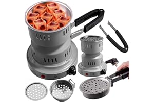 DILAW Tower 2.0 Kohleanzünder 800W Profi 3in1 Elektrischer Shisha Heizplatte Kohle-Brenner 6 Stufen, Anzünder Elektrisch mit mobilem Kohlekorb für Shisha Kopf Tabak (Grau)