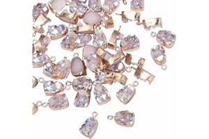 Airssory 50 Pcs Druzy Resin Shiny Charms Small Pendants Edge Gold Plated and Iron Loop for Earrings Necklace Bracelet Making DIY Findings - 17.5mm