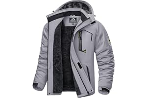 KEFITEVD Giacche in Pile Invernali da Uomo Calde Impermeabili da Sci Termici con Cappuccio Staccabile