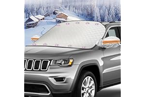 VASIN Osłona przedniej szyby, osłona przedniej szyby z osłoną lusterka, ochrona przed zimą, 10 dużych magnesów, do większości samochodów, ochrona przed mrozem, śniegiem, słońcem