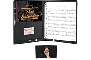 LUXECOVE Cartella musicale, cartella per spartiti A4 con cinturino da polso e 30 tasche per coro, recital di pianoforte, in similpelle nera