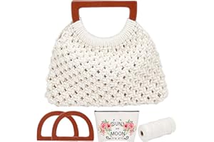 WEBEEDY Ensemble de Sacs en Dentelle à Faire soi-même Sac fourre-Tout en Dentelle pour Femme/Fille Sac fourre-Tout en Dentelle avec poignée en Bois Kit de démarrage pour idées Cadeaux Boho (Naturel)