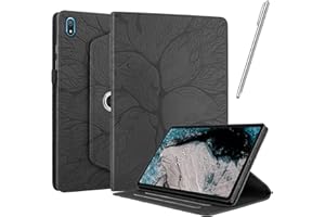Netany Funda para Nokia Tablet T20 con lápiz Capacitivo, Piel sintética con Tapa función Atril Soporte para lápiz Árbol de La Vida Funda - Negro
