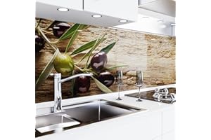 danario Crédence Adhésive pour Cuisine | Protège Mur Cuisine | Mural Décoratif Autocollant | 0,37 mm | Opaco | Olives - 80cm x 400cm