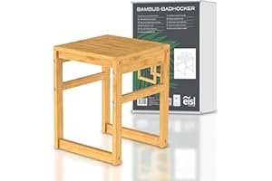 EISL BMBA02-BH2 - Sgabello da bagno in bambù per bagno, con seduta (larghezza x altezza x profondità): circa 35 x 45 x 35 cm