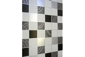 Debona Dotty Wallpaper Kitchen Bathroom Black Silver Tile Effect Washable