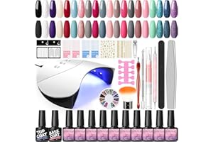 Kit Uñas Semipermanentes Completo COSCELIA con 20PCS 8ml Esmaltes Semipermanentes en Gel, Lámpara U-V/LED para Uñas 36W Base y Top Coat Herramientas para Uñas, Kit Manicura Francesa