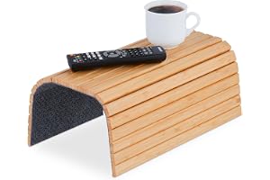 Relaxdays armstödsbricka, bambu, bord för soffa och fåtölj, natur