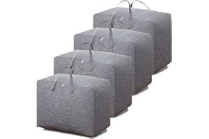 MR HSIUNG & MRS YIN 100L Clothes Storage Bag, 4PCS Duvet Storage Bags King Size, Storage Bags for Comforters, Clothes, Quilt, Blankets, Bedding, Duvet Bags, laundry bags, Underbed Storage Bags with Zips, No-smell
