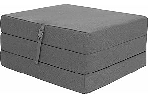 IKB Guest Folding Mattress CUBE GREY Z Bed Futon Mattress Travel Bed Extra Bed for Adults & Kids Foam Lightweight