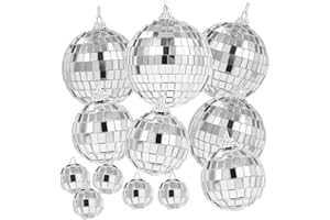 ZHYLUO 12 Stuck Disco Spiegel Ball,Hanaekugel Spieaelkugel Discokugein,Disco Kugeln Dekoration,Discokugel Deko,Weihnachtsbaum,Nachtclub Bar Dekoration,Hochzeitskulisse,Heimdekoration (8/6/4/2cm)