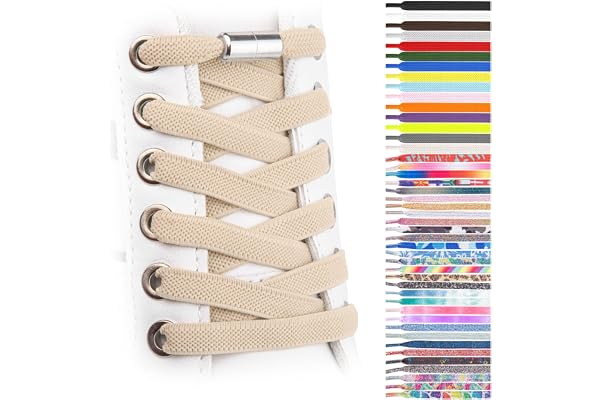 SULPO Lacets chaussures avec fermeture rapide en métal - Lacet elastique adulte et enfant - Lacets elastique plats sans noeuds pour les baskets, converse, sneakers - No Tie Lacets silicone