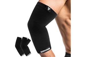 GORNATION Mangas de Compresión para Codos y Brazos, Soporte Elástico Unisex para Calistenia, Culturismo y Fitness, Coderas Elásticas para Hombres y Mujeres, 1 Par - M, Negro