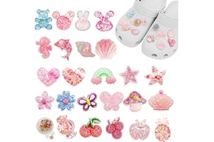 PWSAP 25 szt. błyszczących zawieszek do butów, biżuteria moda dekoracja butów zawieszki dla nastolatków dziewcząt kobiet, kolorowe zawieszki z żywicy pasują do chodaków sandałów, urocze zawieszki CLOG Party prezent dla dziewcząt, styl 4