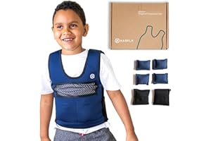 Harkla Weighted Vest for Kids - Neoprene Compression Vest for Autism, ADHD - Ages 5 to 9 - Adjustable Kids Weighted Vest with 2lb weight - Breathable and Washable Compression Vest - Medium