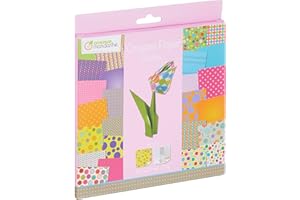 Avenue Mandarine 52506O Origami color Papier (quadratisch, 20 x 20 cm, mit Faltanleitung, 60 verschiedenen Blätter und 1 Blatt mit Augenset, Bubble), Mittel
