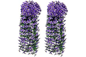 LOREC 2 Pezzi 80CM Viola Fiori Artificiali Pendenti Pianta Glicine Finta Glicine Finto Pendenti Fiori Artificiali Sul Muro Fiori Pendenti Artificiali da Interno Piante Artificiali Sospese per Casa Giardino