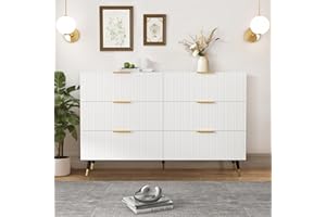 Wyibwy Aparador de Cocina con 6 cajones y Amplio Espacio de Almacenamiento,Mueble Buffet Auxiliar, Mueble aparador Salon para salón, Comedor, Pasillo,120x40x70 cm, Blanco