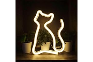 T-Tex Srl Insegna al Neon LED colorata, Lampada Effetto Neon,luce d'atmosfera, luce per decorazione casa, alimentazione USB o batteria, appendibile, luce neon parete camera decorativa (Kitty)