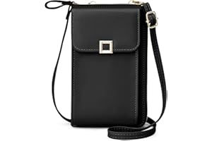 Yoowalar Sac Téléphone Portable Femmes, Cuir PU Sac à Bandoulière Pochette Telephone avec Fente pour Carte et Bandoulière Réglable, Petit Sac Portefeuille Telephone pour Femmes
