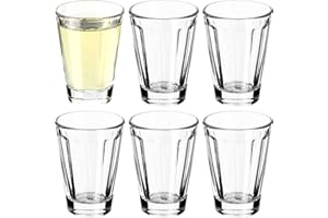 KADAX Kieliszki do wódki 50 ml, zestaw kieliszków do shotów ze szkła sodowo-wapniowego, nadają się do mycia w zmywarce, kieliszki do wódki z grubym dnem, do whisky, tequili, wódki (przezroczyste, 6 sztuk)