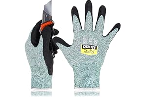 DEX FIT Gants de protection anti coupures Cru553 Niveau 5; confort 3D, prise ferme, mince et léger, compatible écrans tactiles, durable, respirant, lavable; Vert 7 (S) 1 Paire