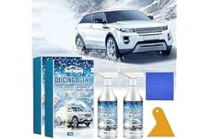 dellyy Spray Dégivrant Voiture 60 ML - Deux Bouteilles, Chiffon, Grattoir - Dégivrant Pare Brise Efficace, Le Dégivreur Voiture Peut Être Utilisé sur Les Pare-Brise, Les Phares de Voiture