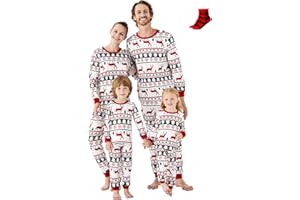 PATPAT - Pijama de Navidad de la Familia, Conjuntos de Estampado de Renos y Copos de Nieve, Conjunto de Pijamas para Parejas y niños para Navidad