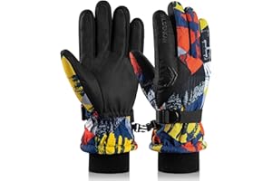 POPUBABI Handschuhe Kinder Skihandschuhe Junge Mädchen, Wasserdicht Winterhandschuhe Kinder, 3-15 Jahre Winddicht Fahrradhandschuhe, Warme Schneehandschuhe Kinder für Snowboard Skifahren Radfahren