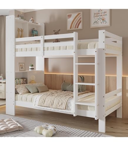 Letto a castello 90x200 Letto per bambini Letto per ragazzi 2 cassetti e protezione anticaduta Letto