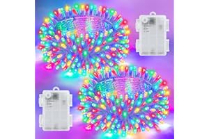 Dalugo 3M 30 LED Outdoor Battery String Lights, Multicoloured String Lights with 6-Hour Timer, 2 Pack IP65 Waterproof Battery Timer