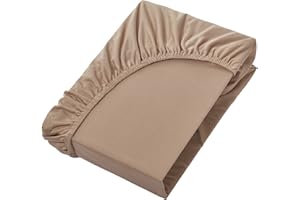 NatureMark Jersey Spannbettlaken, Spannbetttuch 100% Baumwolle in vielen Größen und Farben MARKENQUALITÄT ÖKOTEX Standard 100 | 180 x 200 cm - 200 x 200 cm - Sand/beige