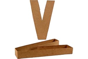 COUNTRY LOVE CRAFTS PAPIER MACHE Country Love Crafts 8.25-inch/ 20.5cm Letter V Shaped Box Papier Mache, Beige