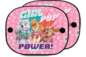Paw Patrol Juego de 2 Cortinillas Laterales Microperforadas de la Patrulla Canina Rosas con Personajes Skye, Liberty y Everest. Protege de los rayos del sol y del Calor.